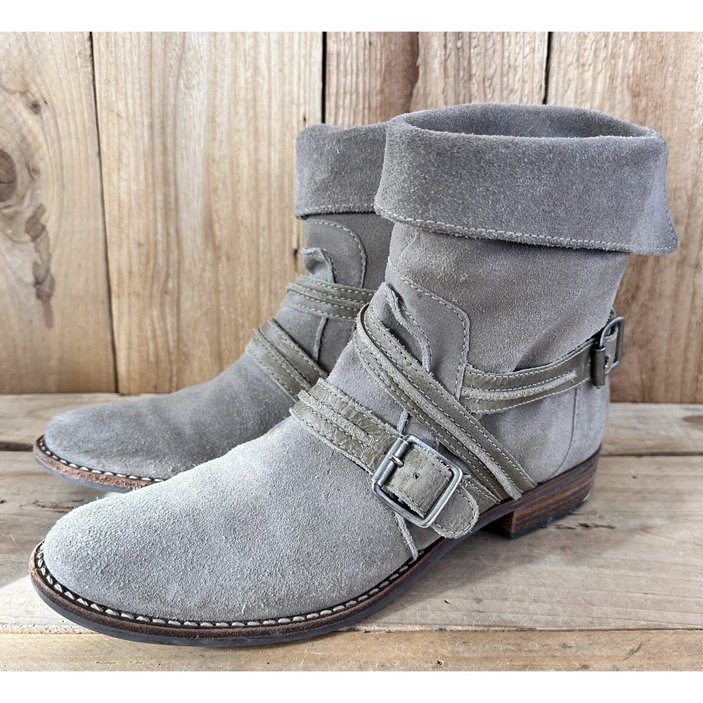 Matisse Prospector Boots Ankle HOBO BOHO Tan Suede Straps Women's 10.5